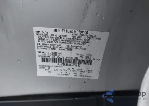 2013 Ford Taurus Limited z USA, uszkodzony, nr VIN 1FAHP2F81DG225652